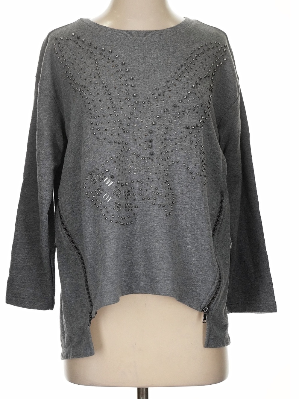 H&M Gray Studded Eagle Crewneck Sweatshirt